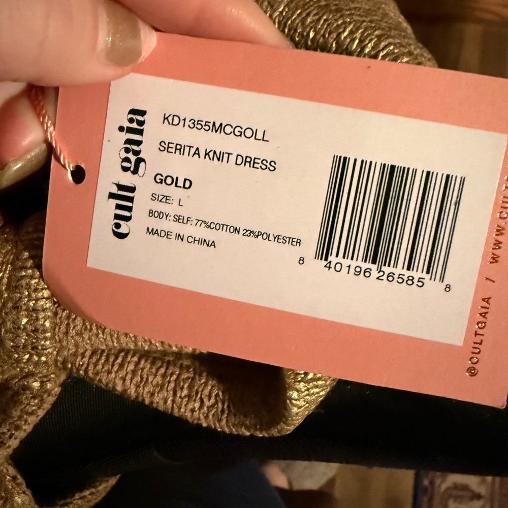 New Cult Gaia Serita Knit Dress in Gold L - Picture 4 of 4